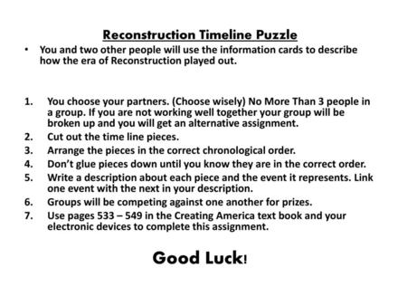 Reconstruction Timeline Puzzle