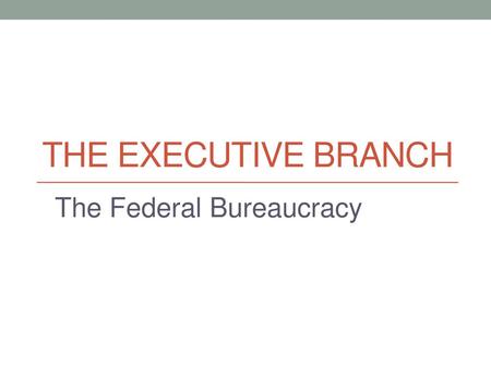 The Federal Bureaucracy