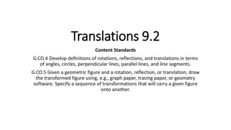 Translations 9.2 Content Standards