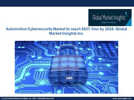 © 2016 Global Market Insights, Inc. USA. All Rights Reserved  Automotive Cybersecurity Market to reach $837.1mn by 2024: Global Market.