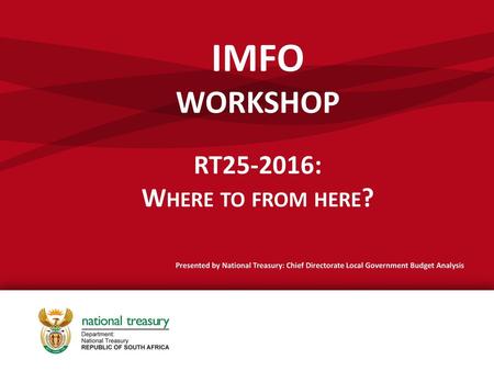 IMFO WORKSHOP RT : Where to from here?