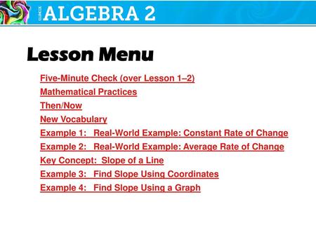 Five-Minute Check (over Lesson 1–2) Mathematical Practices Then/Now