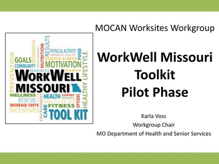 MOCAN Worksites Workgroup WorkWell Missouri Toolkit Pilot Phase