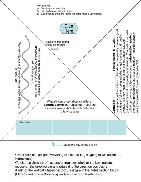 You can write some of your sentences below this wavy timeline too!