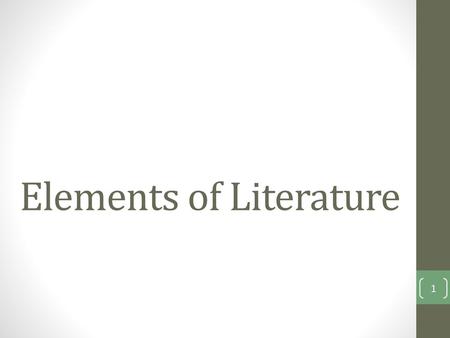 Elements of Literature