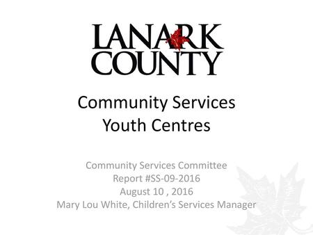 Community Services Youth Centres