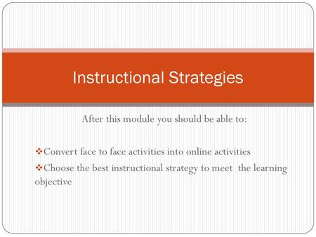 Instructional Strategies