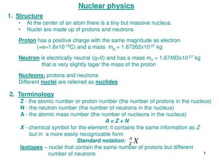 Nuclear physics Structure 2. Terminology