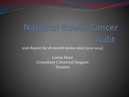 National Bowel Cancer Audit