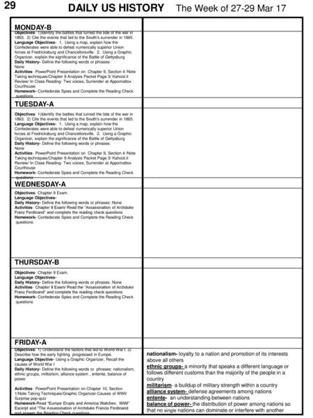 DAILY US HISTORY The Week of Mar 17