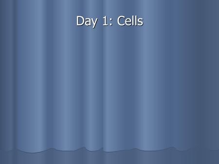 Day 1: Cells.