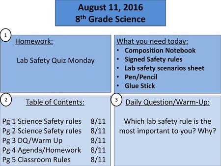 August 11, th Grade Science