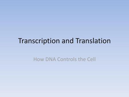 Transcription and Translation