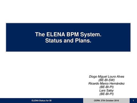 The ELENA BPM System. Status and Plans.