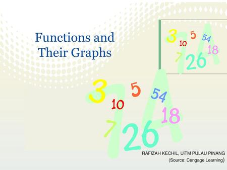 Functions and Their Graphs RAFIZAH KECHIL, UiTM PULAU PINANG