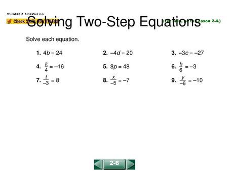 Solving Two-Step Equations