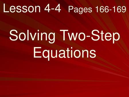 Solving Two-Step Equations