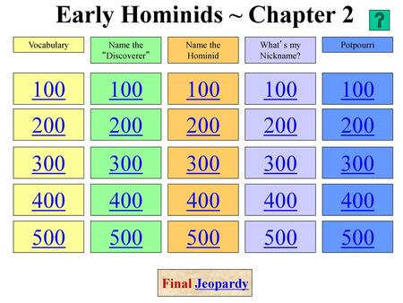 Early Hominids ~ Chapter 2