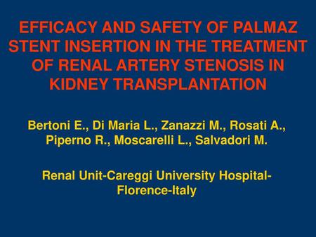 Renal Unit-Careggi University Hospital-Florence-Italy