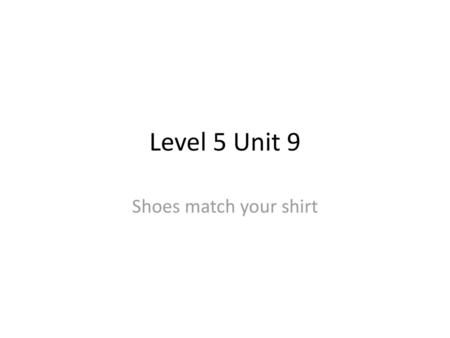 Level 5 Unit 9 Shoes match your shirt.