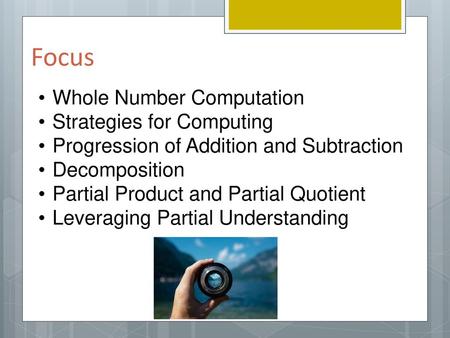 Focus Whole Number Computation Strategies for Computing