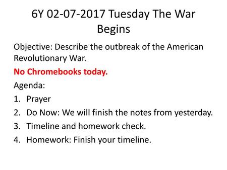 6Y Tuesday The War Begins