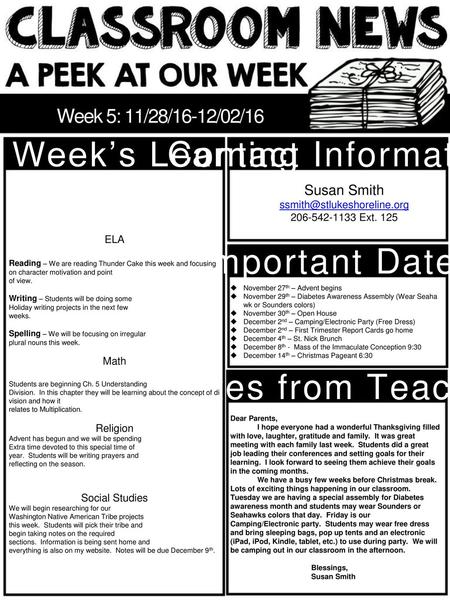 Week 5: 11/28/16-12/02/16 This Week’s Learning