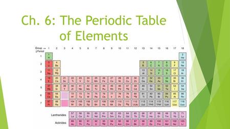 Ch. 6: The Periodic Table of Elements