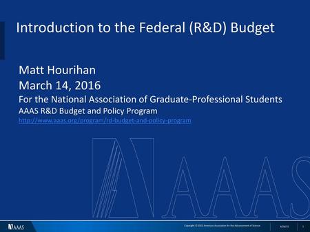 Introduction to the Federal (R&D) Budget