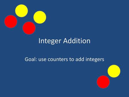 Goal: use counters to add integers