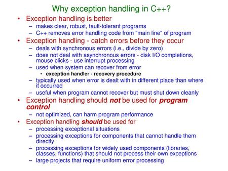 Why exception handling in C++?