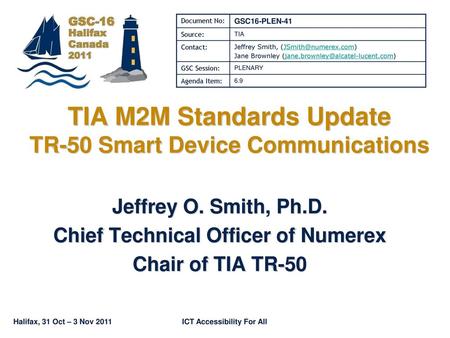 TIA M2M Standards Update TR-50 Smart Device Communications