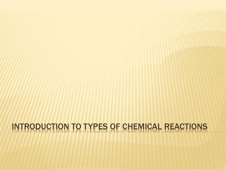 Introduction to Types of Chemical Reactions