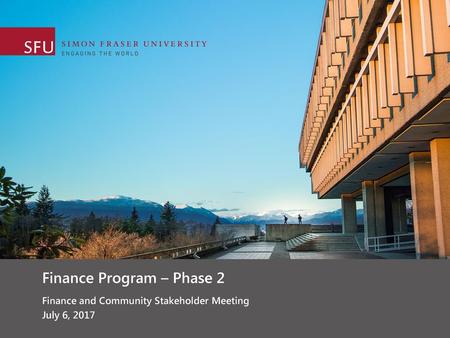 Finance Program – Phase 2