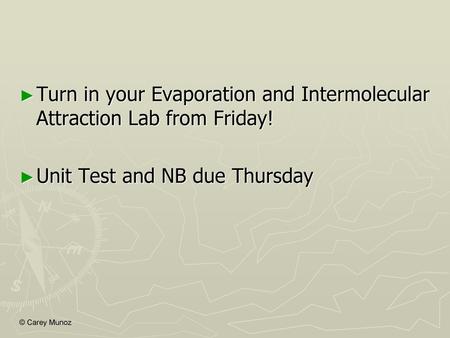 Unit Test and NB due Thursday