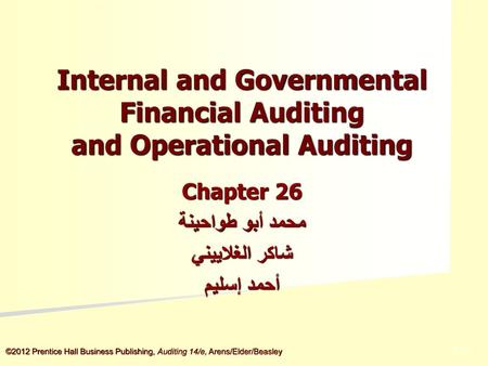 Internal and Governmental Financial Auditing and Operational Auditing