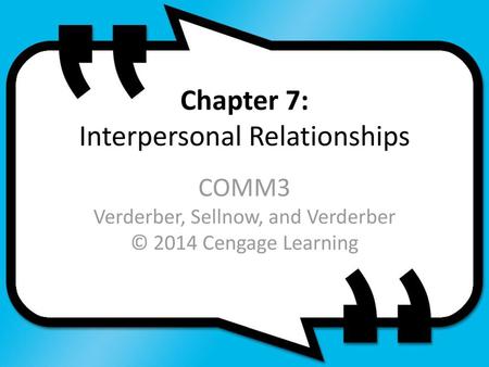 Chapter 7: Interpersonal Relationships