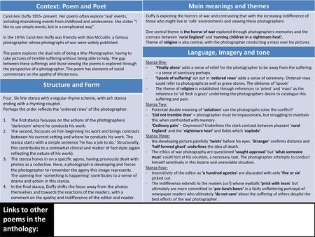 Main meanings and themes Language, Imagery and tone