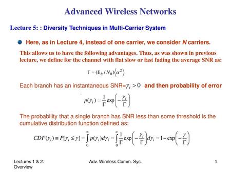 Advanced Wireless Networks