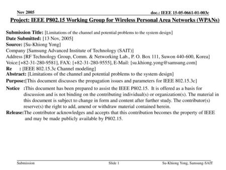 <month year> doc.: IEEE a Nov 2005