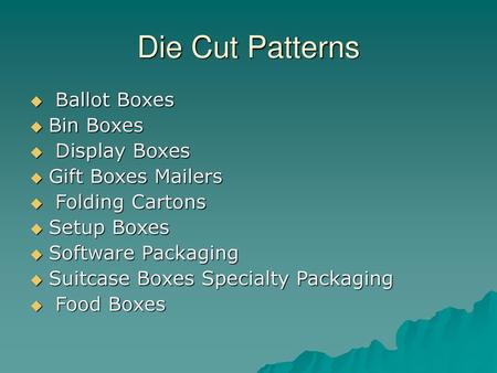 Die Cut Patterns Ballot Boxes Bin Boxes Display Boxes