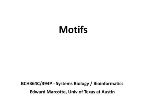 Motifs BCH364C/394P - Systems Biology / Bioinformatics