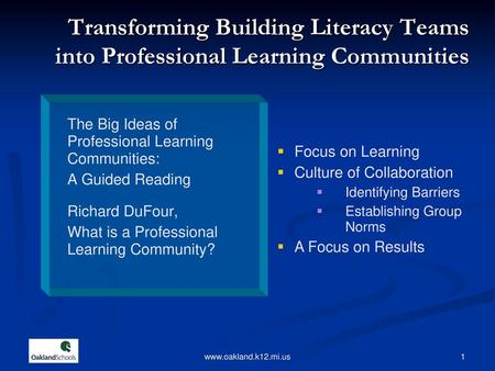 The Big Ideas of Professional Learning Communities: A Guided Reading