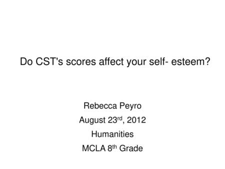 Do CST's scores affect your self- esteem?