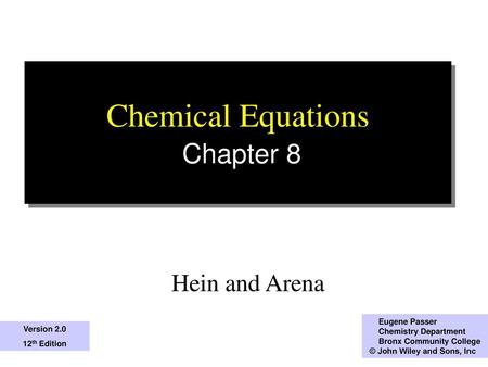 Chemical Equations Chapter 8