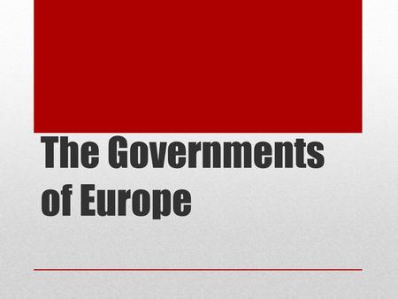 The Governments of Europe