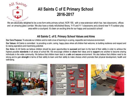 All Saints C. of E. Primary School Values and Aims