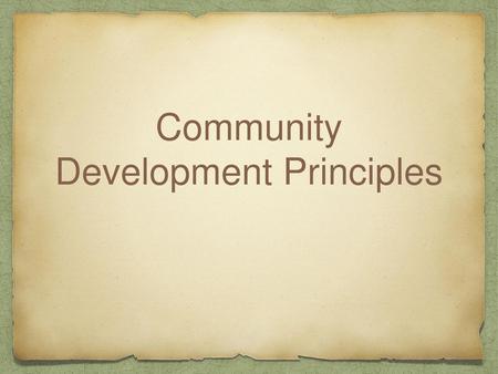 Community Development Principles