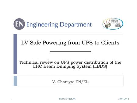 LV Safe Powering from UPS to Clients