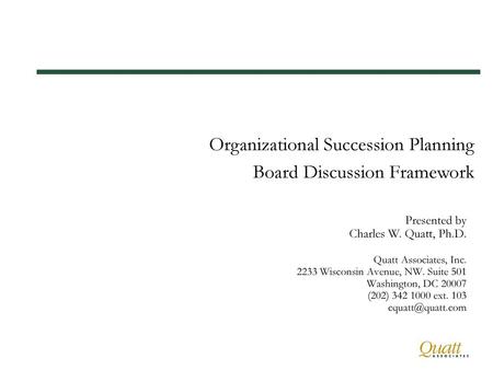 Organizational Succession Planning